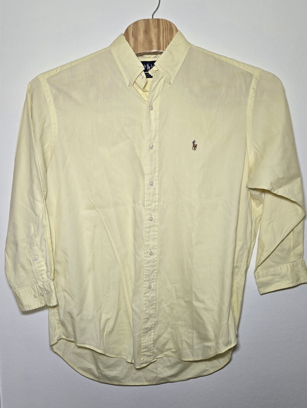 Ralph Lauren Mens 16 1/2 Yarmouth Cotton Pinpoint Oxford Shirt Pastel Yellow